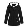 Elegante Parka Giacca Cappotto in Ecopelliccia da Donna con Cappuccio Capospalla Invernale Caldo in Nero