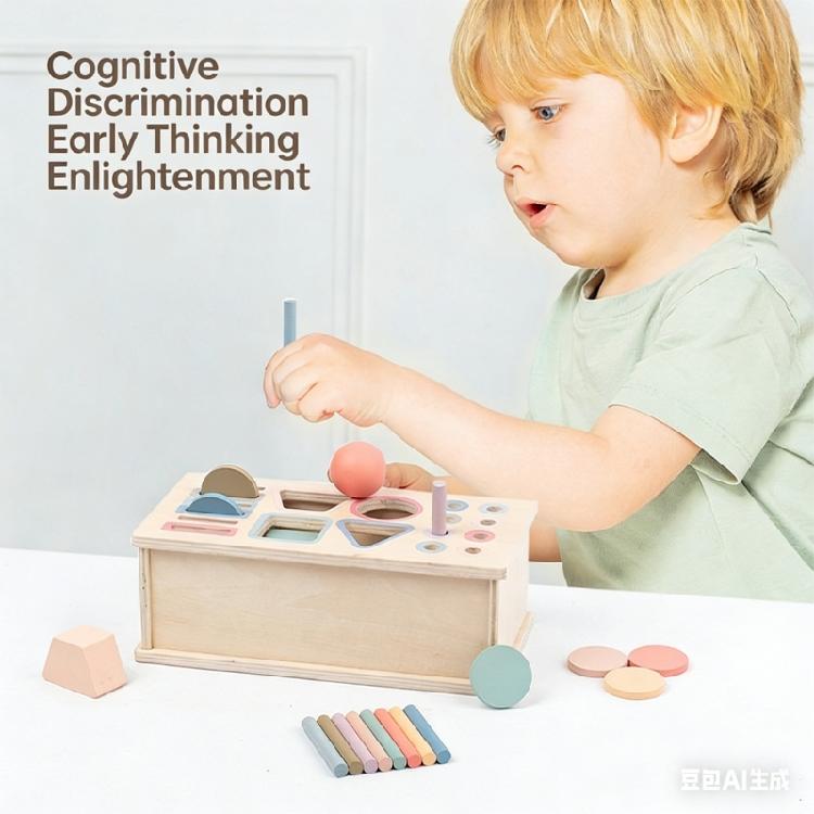 Safe Wooden Shape Color Sorting Box Geometric Educational Toy for Toddlers Learning Activity
