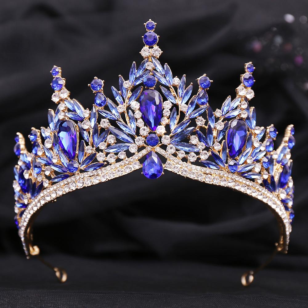 Baroque Luxury Big Water Drop Crystal Opal Tiara For Women Girls Wedding Bridal Birthday Party Crown Hair Dress Accessory