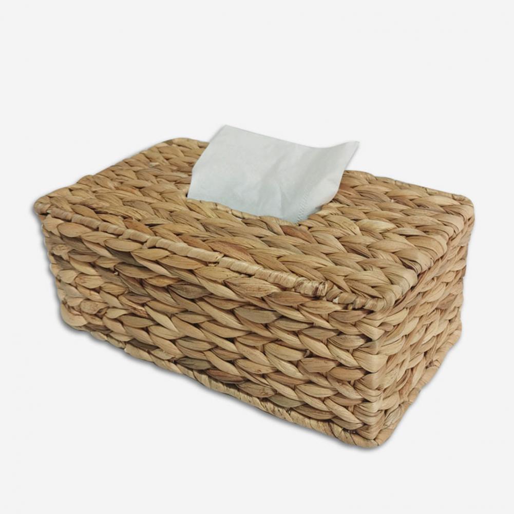 Tissue Box Holder Handmade Handwoven Water Hyacinth Tissue Box Holder Rustic Boho Natural Fiber Napkin Dispenser Set