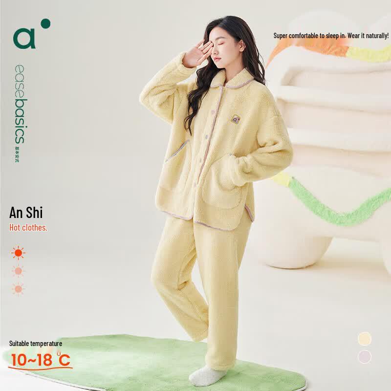 Anzhiban Women s Anti-Static Fleece Pajama Set L