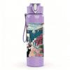 1PC Vintage Window Curtain Pattern 750ml Color Plastic Sports Water Bottle Leakproof Flip Straw Lid Suitable for Sports Office Home Use