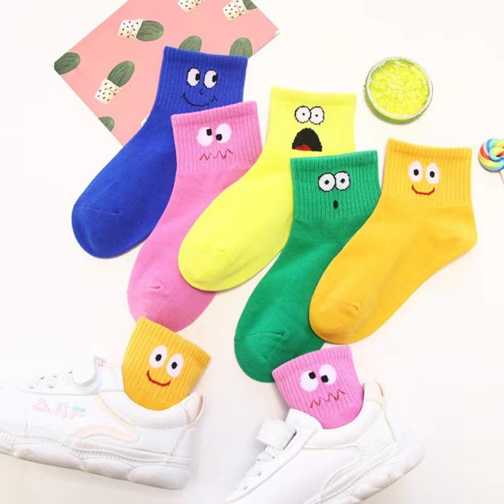 

5pcs Funny Face Kids Tights Breathable Floor Tights Cute Round Socks