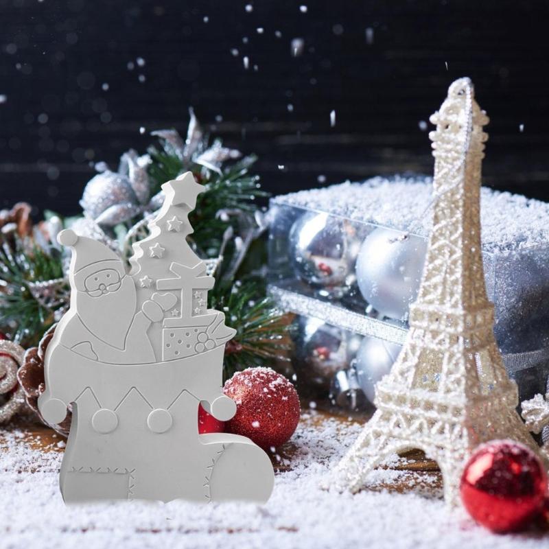 Christmas Stocking Silicone Mould Chocolate Fondant Silicone Mould with Christmas Tree Santa Pattern for Epoxy Resin