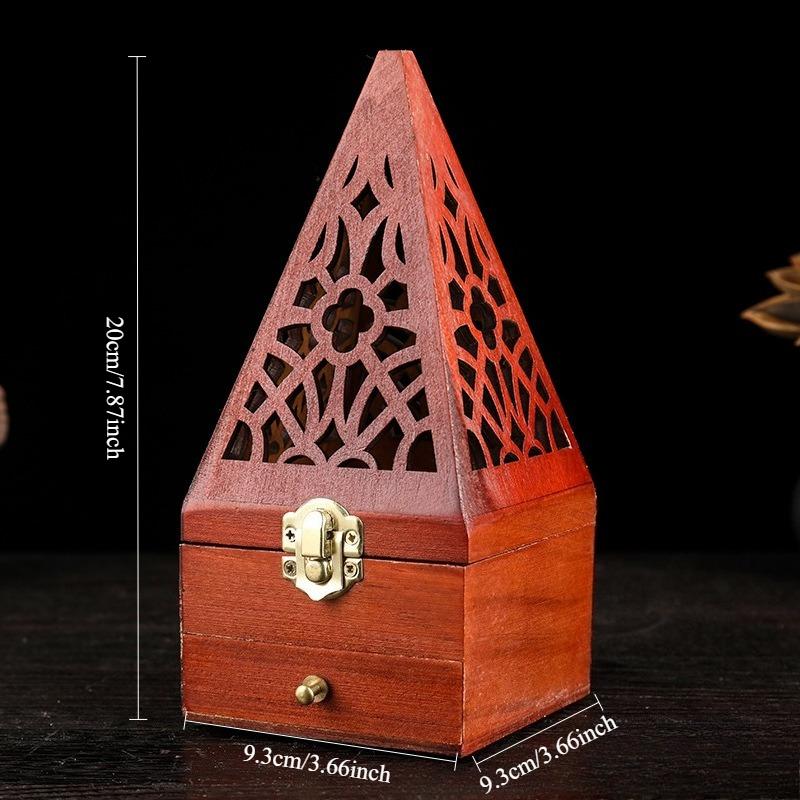 

Pine incense burner antique aromatherapy box hollowed out agarwood sandalwood box creative pyramid aromatherapy box ornament