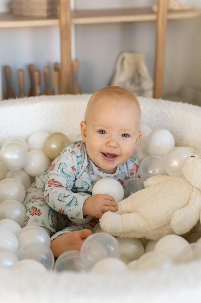 Dry pool 90x90x40 Boucle White 400 balls: white, light mint, light pink, beige