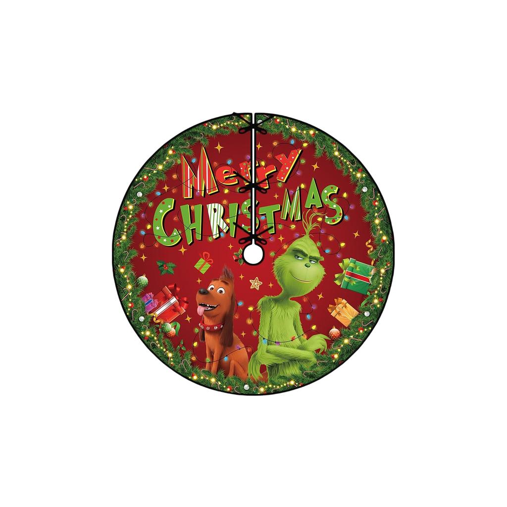 Christmas Tree Skirt 35.5 Inch Red And Green Xmas Tree Collar Winter Seasonal Holiday Decor Merry Christmas Decorations For Home Party