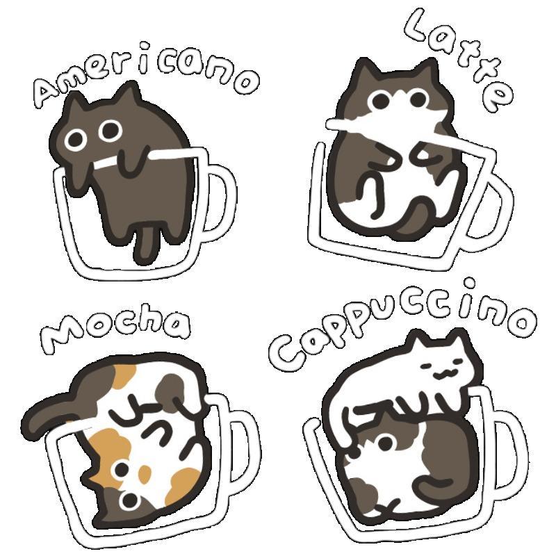 Roztomilé kočičí tričko s kávovou tématikou Černý grafický potisk s designy Americano Latte Mocha Cappuccino Pro běžné nošení a milovníky kávy