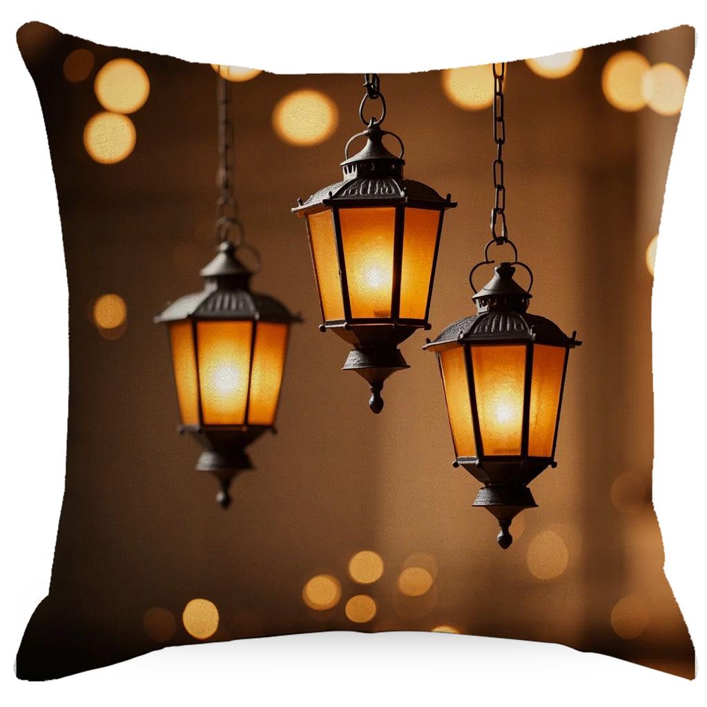 Ethnic Golden Moon Pillowcase Festive Home Decoration Lantern Seat Pillow Living Room Home Sofa Hug