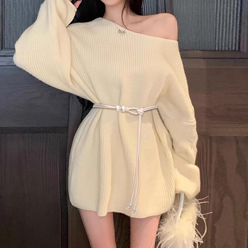 Fashion Round Leather Rope Thin Belt Waist Chain Women Decorative Knotted Waist Rope Decorative Skirt Coat Sweater Strap
