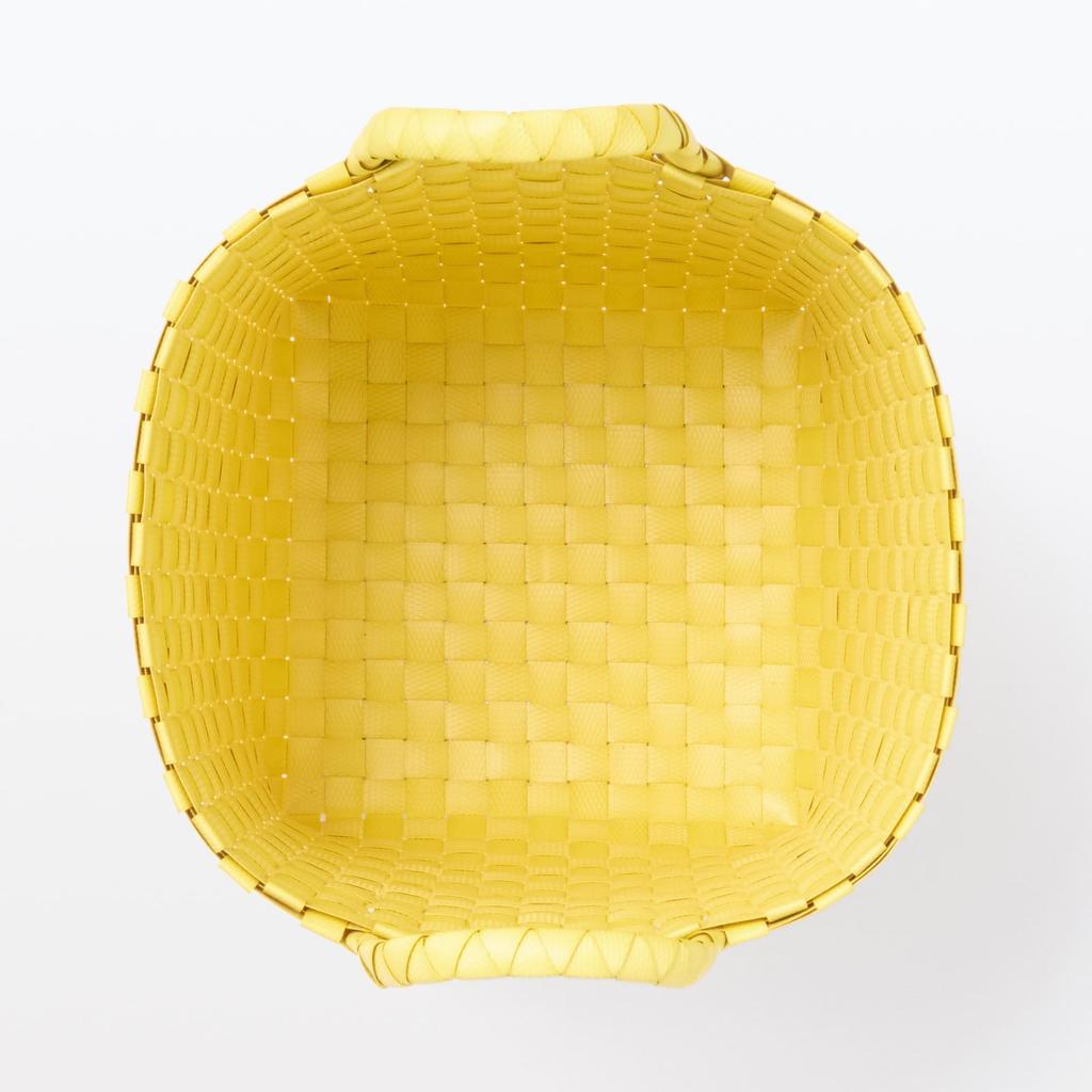 MUJI Recycled Polypropylene Packaging Diameter 25cm x Height 84355516 Band, Hand-Knitted Basket, Small, Yellow, Approx. 20cm,