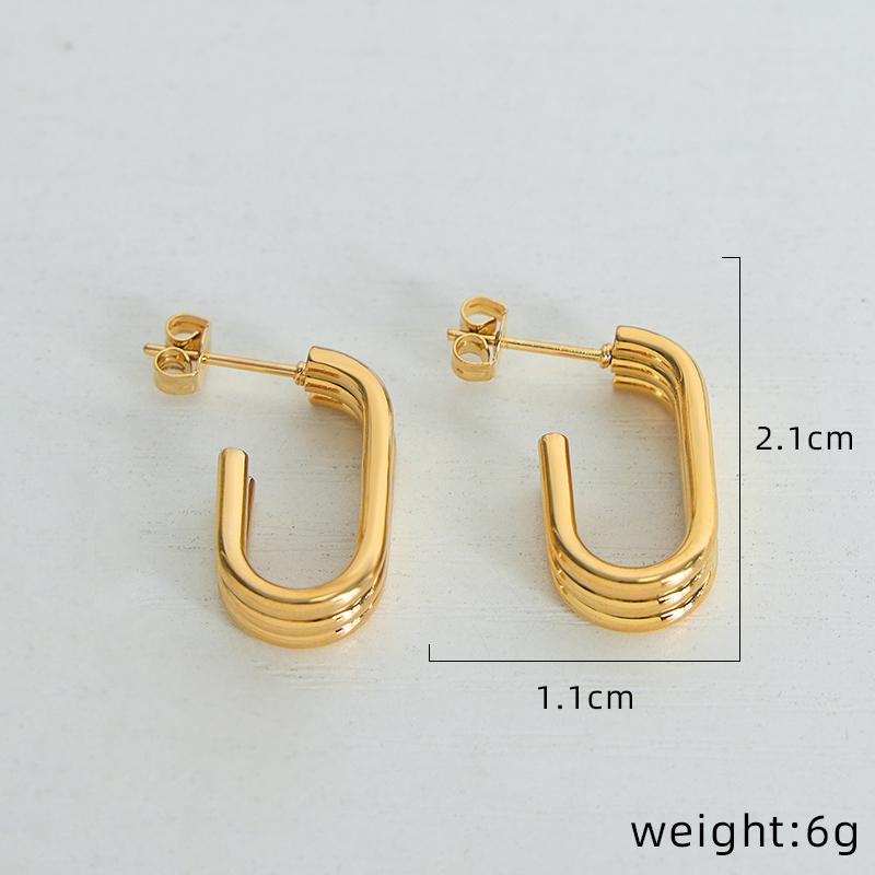 New Stainless Steel Simple Hoop Earrings for Women Copper Color Distort Earrings Personality Femme Popular Accessories