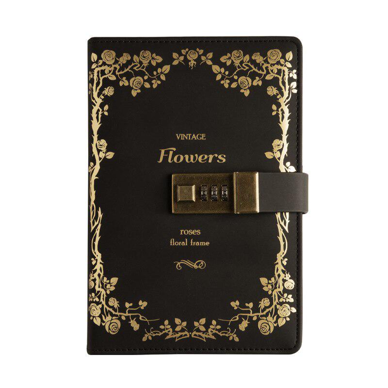 

B6 Password Notebook Retro Hand Ledger with Lock Password Imitation Leather European Classical Style B6 чёрный