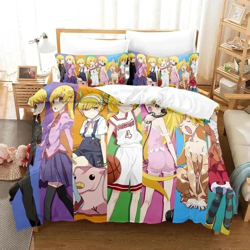 Anime Monogatari Serie Geschichte Shinobu Oshino Bettwäscheset Jungen Mädchen Twin Queen Größe Bettbezug Kissenbezug Bett Kinder Erwachsene