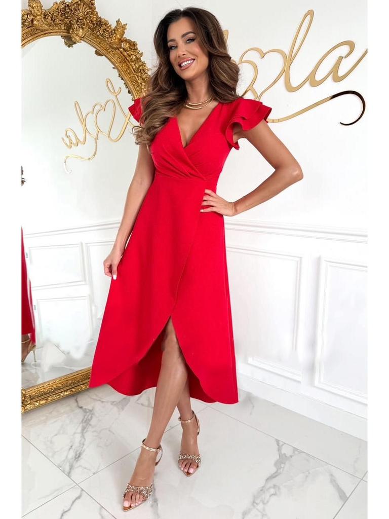 2025 V-neck Waist-Cinching Ruffle Sleeve Summer Dress