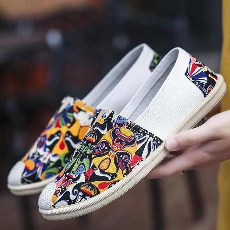 Casual Shoes for Men Round Toe Breathable Ethnic Style 2025 Trend Sneakers Adults Classic Original Elegant Legitimate Man Shoe