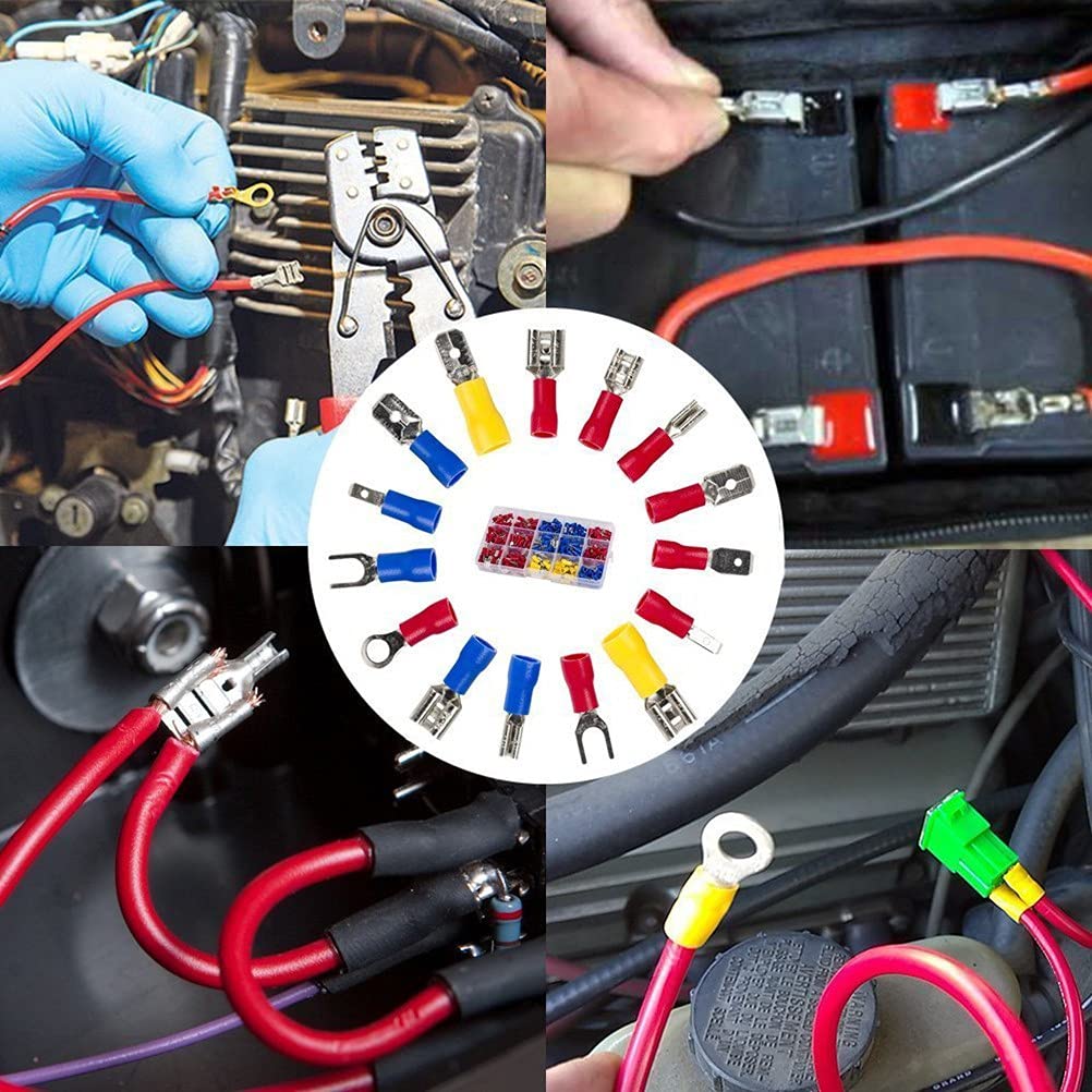 280pcs Set Kit Cable Lugs Assortment Kit Wire Flat Female and Male Insulated Electric Wire Cable Connectors Crimp Terminals Set