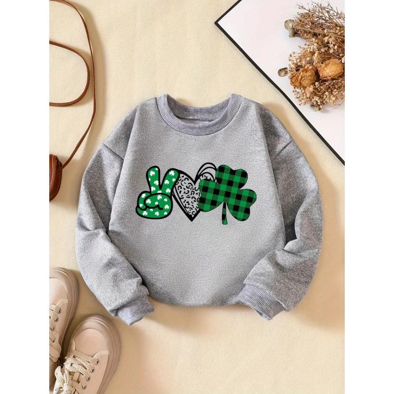 Kids Sweatshirt St. Patrick's Day Crew Neck Sweatshirt - Casual & Sporty with Creative Letter Design, Perfect for Casual Attire, Parties