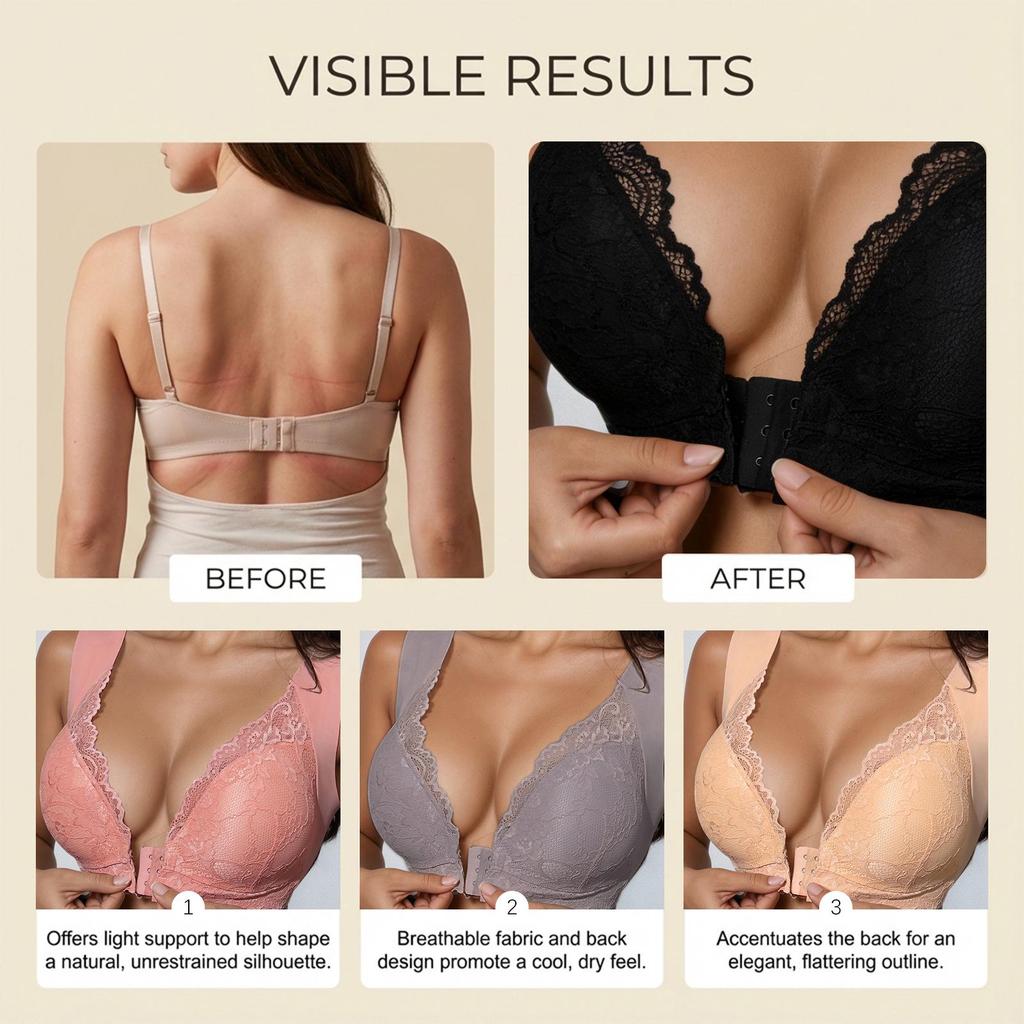 Zeriluna Front-Closure Push-up Bra: Fashionable, Sexy, Comfortable, and Breathable Underwear.