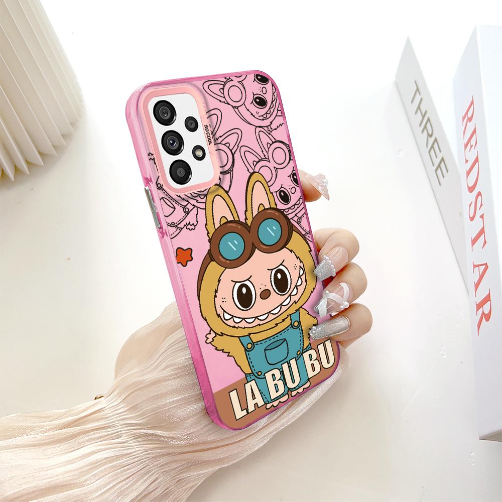 Custodia rigida antiurto anticaduta con motivo dipinto, argento colorato, bifacciale, per telefono Samsung