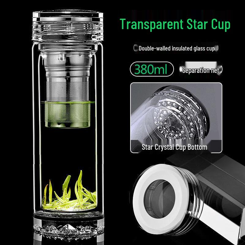 Yisijia Double-Layer Borosilicate Glass Tea Mug with Infuser
