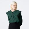 WUNDER GEIST Raglan Sailor Collar Bishop Sleeve Cotton Green Blouse