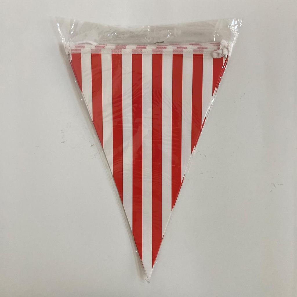 Red & White Striped Triangle Flag Banner for Festivals, Parties, Carnivals & Decorations