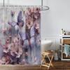 1PC Floral and Butterfly Pattern Printed Shower Curtain, Waterproof, with 12 Hooks, for Bathroom Showers, Bathtub, Home Use