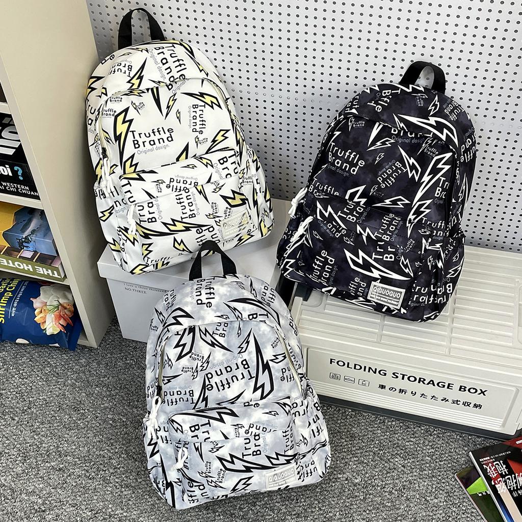 Schoolbag Backpack New Out Personality Street Trend Graffiti Campus Backpack Fashion Middle School Student School Bag