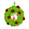 13 Inch Christmas Green Elf Wreath for Front Door Plush Pompom Ball Wreath with Wooden