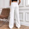 VEZFAA Women's Fashion Casual Solid Color Print High Waist Trousers Pants & Capris