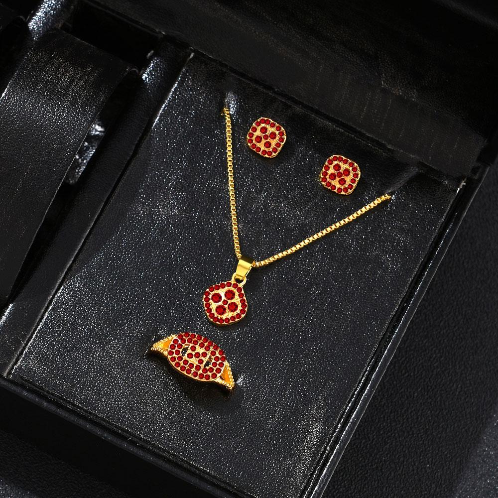 1PC Luxury Cube Zircon Set, Women's Elegant Necklace, Earrings & Ring Set, Perfect Gift for Valentine's Day, Christmas Gift, Bi