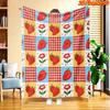 1pc 2D Flat Printing Spring And Summer New Arrival Strawberry Checkered Floral Pattern Digital Print Blanket, All-Season Use, Casual Throw, 100% Polye