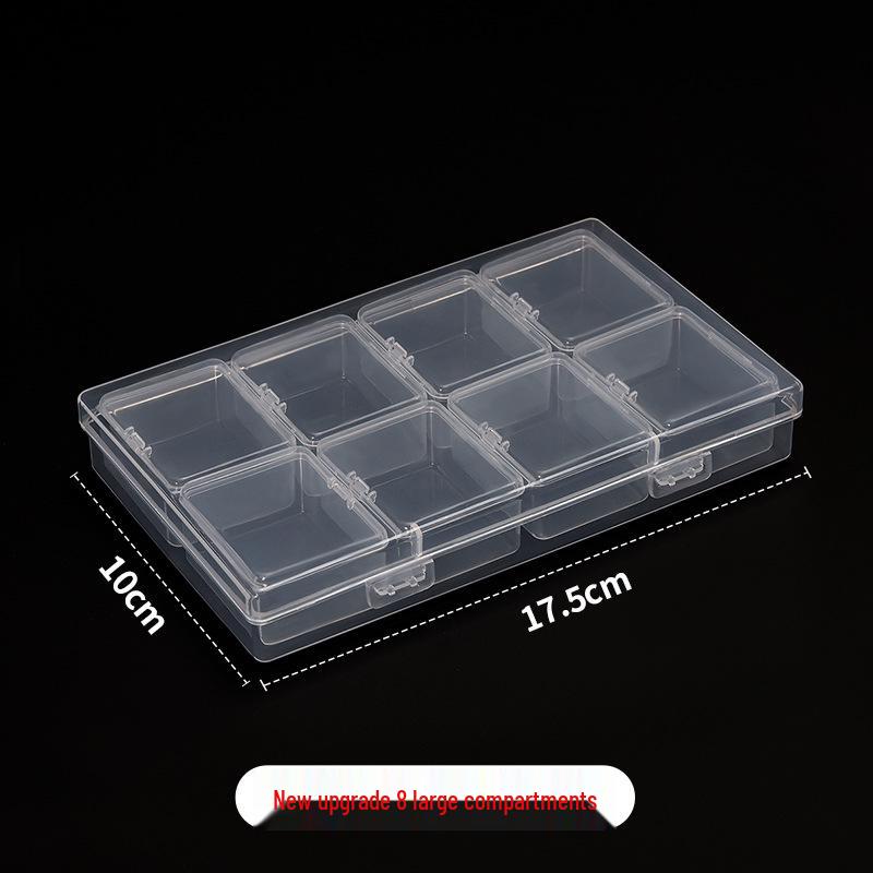 Transparente Aufbewahrungsbox mit mehreren Fächern für Schmuck, Nagelkunst und Zubehör