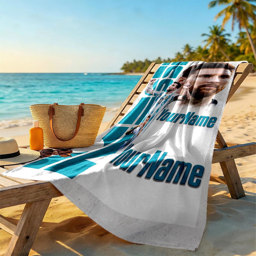 Messi Personalized Text Beach Towel High Absorbency & Quick-Dry Perfect for Traveling Yoga Camping and Swimming