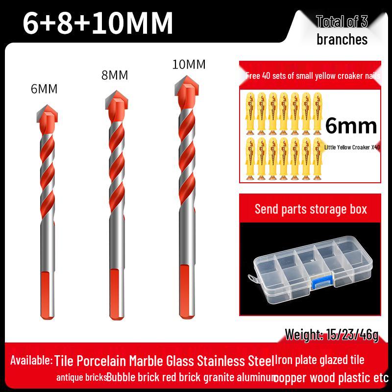 All-in-One 6mm Alloy Triangle Drill Bit for Tile, Concrete, Glass, and Cement