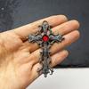 Retro Punk Cross Pendant Necklace – European & American Style, Hollow Inlay Design, Key Personality Sweater Chain Accessory.
