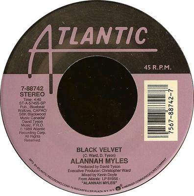 7inch Record ALANNAH MYLES - Black Velvet 788742 Atlantic 1990 US Rock Used