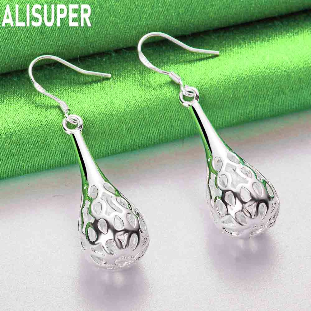 925 Sterling Silver Ethnic Style Hollowed-Out Cage-Shaped Teardrop Earrings - Fashionable Evening Jewelry