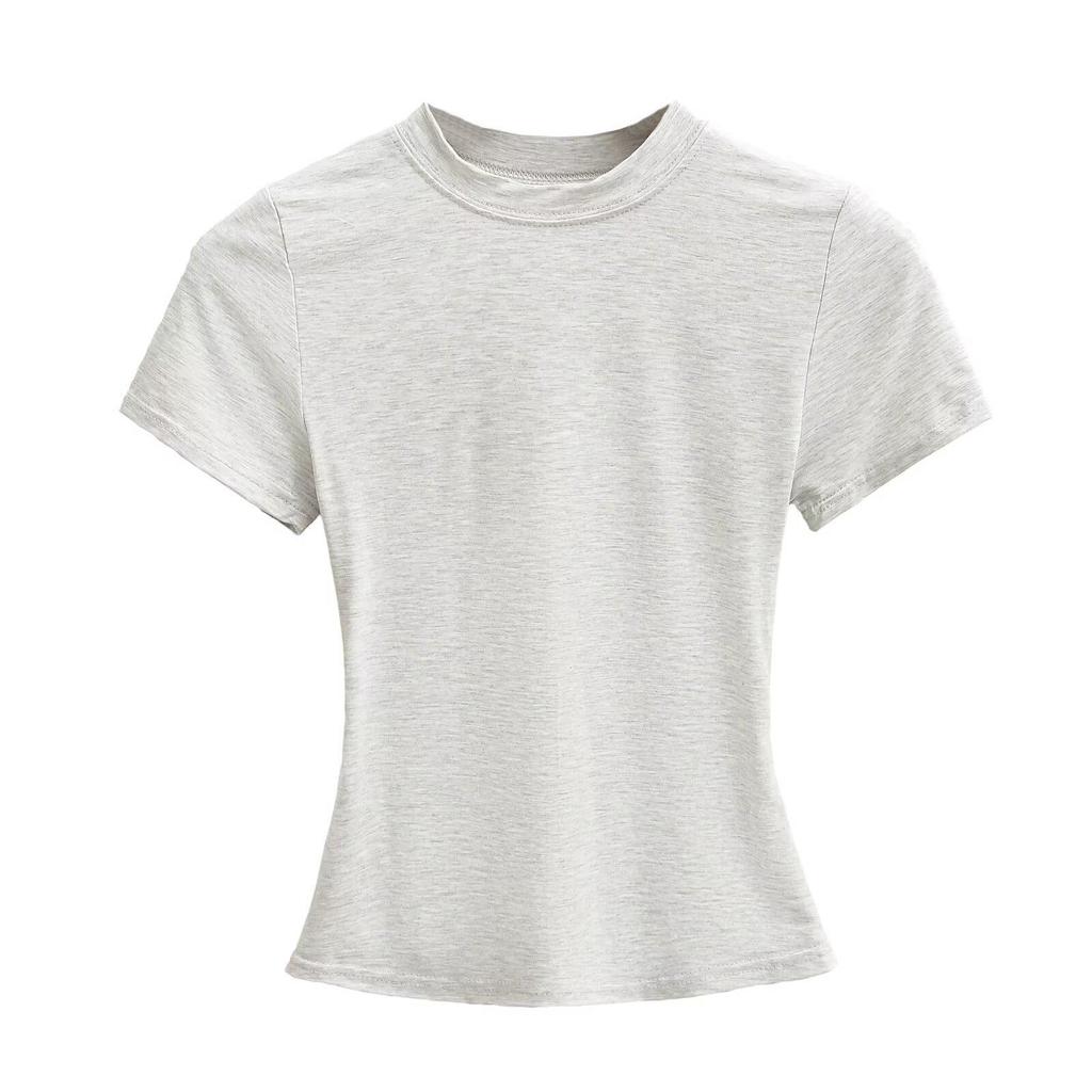 Sexy European & American Style Slim Fit Short Sleeve Round Neck T-Shirt - Versatile Summer Basic