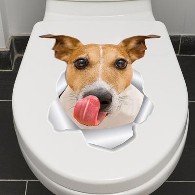 Naklejka na toaletę Wzór kreskówkowego psa Samoprzylepna Odporna na rozdarcia PCV Dekoracyjna naklejka na toaletę Wielofunkcyjna naklejka szczeniaka