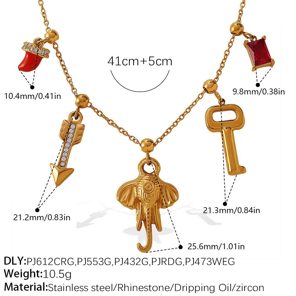 Niche seaside vacation style DIY mushroom pendant necklace stainless steel plated temperament necklace jewelry women