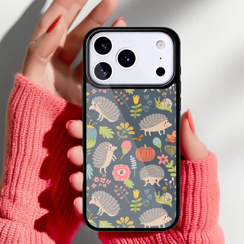 

Kawaii Hedgehog Phone Case for iPhone 17 16 15 14 13 Pro Max Back Cover for 12 11 Pro Coque iPhone 16 Pro