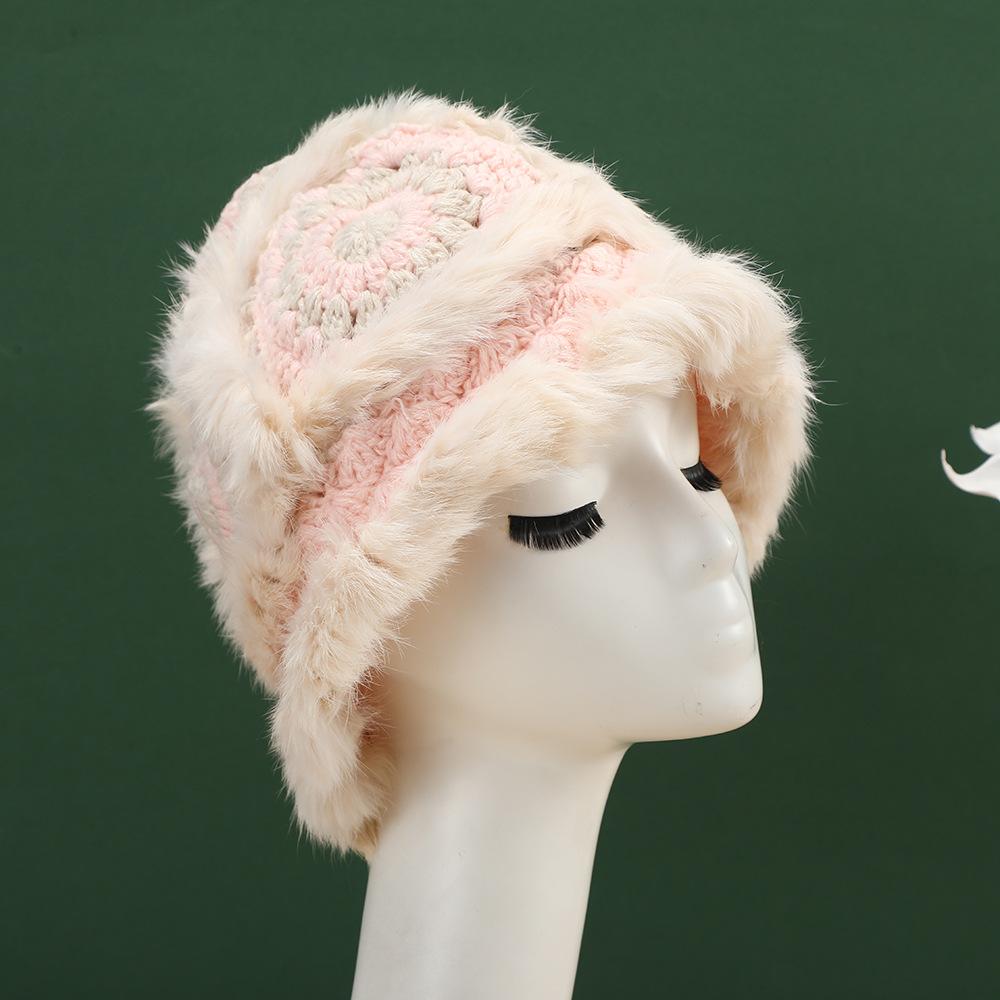 Korean Style Thickened Fashionable Cute Soft Plush Hat Cartoon Lion Dance Fisherman Hat Warm Ear Flap Rabbit Fur Knitted Hat