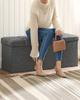 SONGMICS Storage Ottoman, Foldable Storage Chest, 110 x 38 x 38 cm, Faux Linen Footstool, Holds up to 300 kg, Bedroom Living Room Hallway, Dark Gray