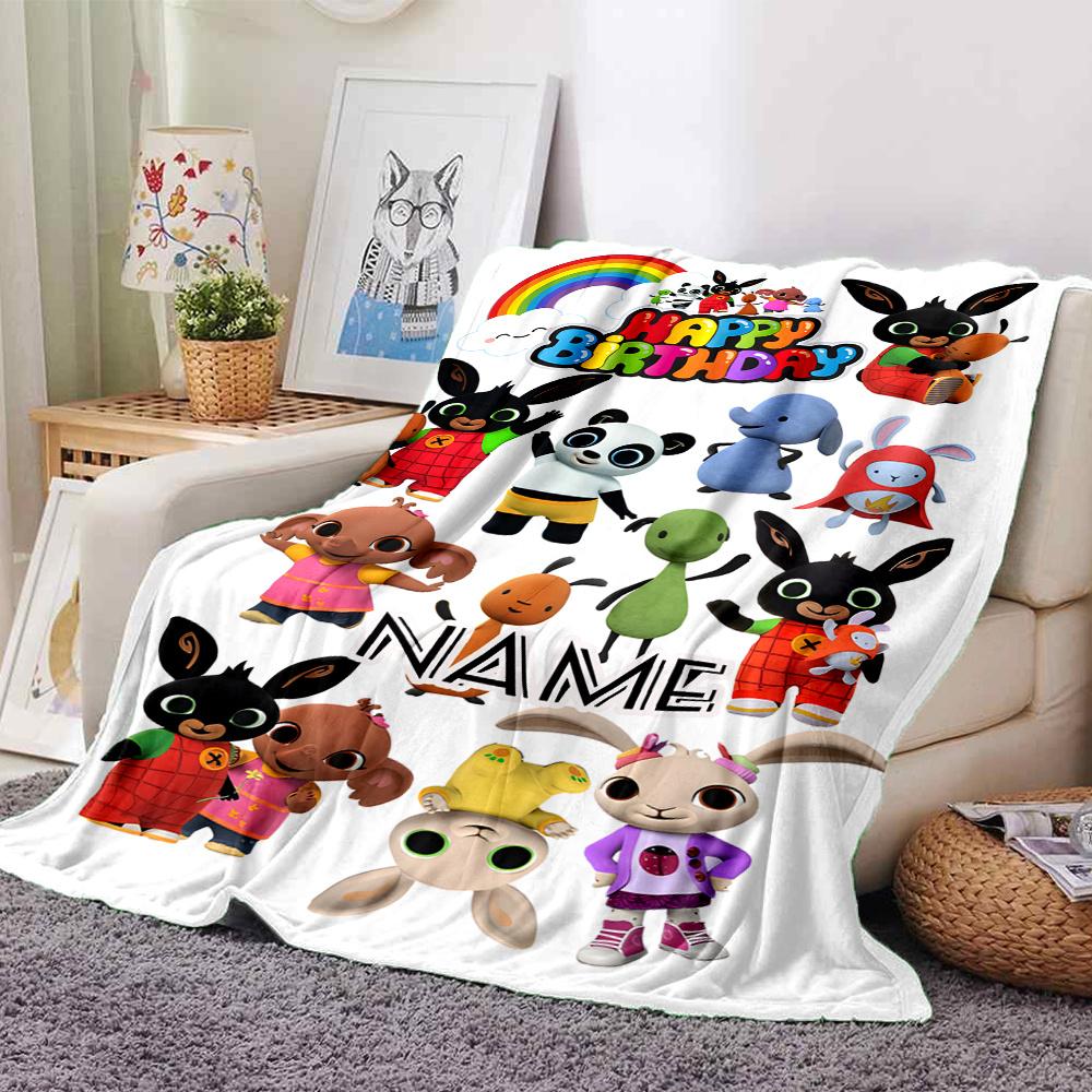Colorful Characters Celebrate A Joyful Birthday Bash Customize Your Name Cartoon Movie Pattern Blanket Chair Office Sofa Bed Camping Soft And Warm