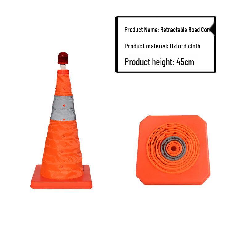 Folding Telescopic Road Safety Cone with LED Light