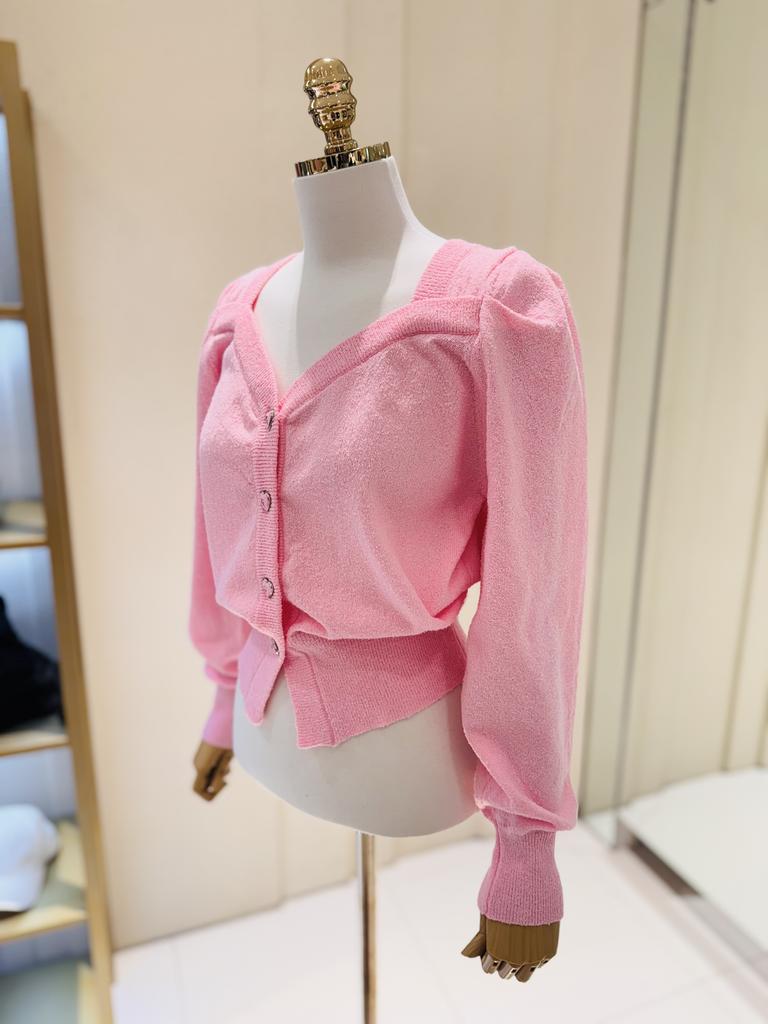 BLUE LABEL Heart Button Point Puff Cardigan