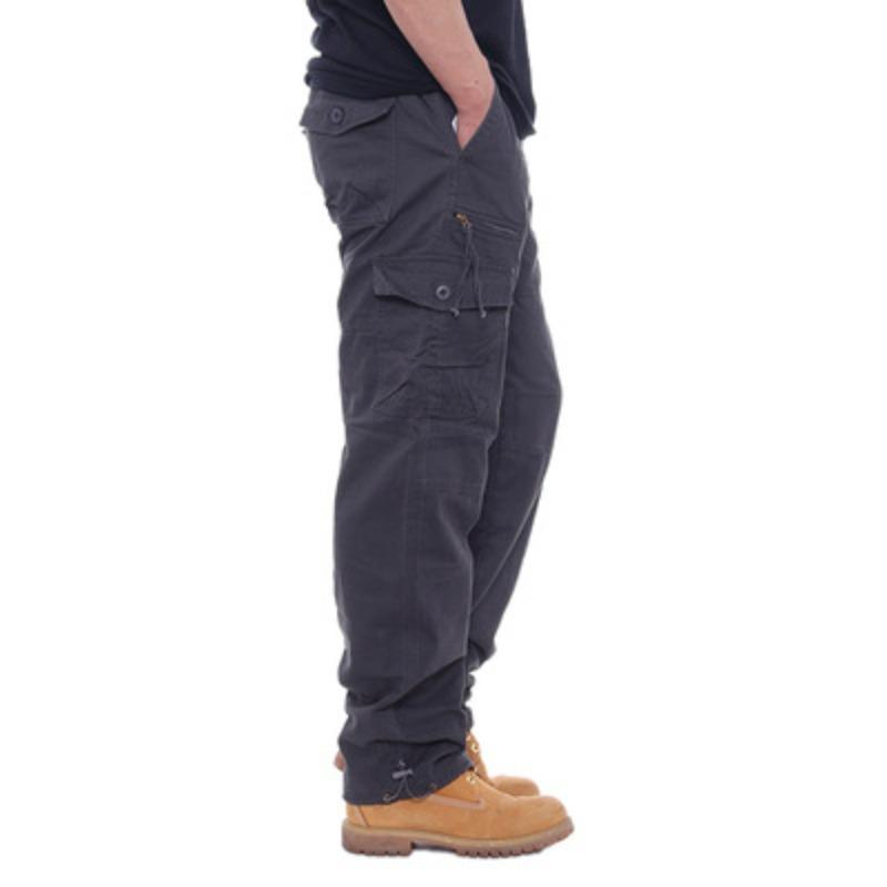 Men's Outdoor Tooling Casual Men's Trousers, Construction Site Labor Insurance Store Men's Washed Cotton Multi-bag Pants, Straight Casual Trousers