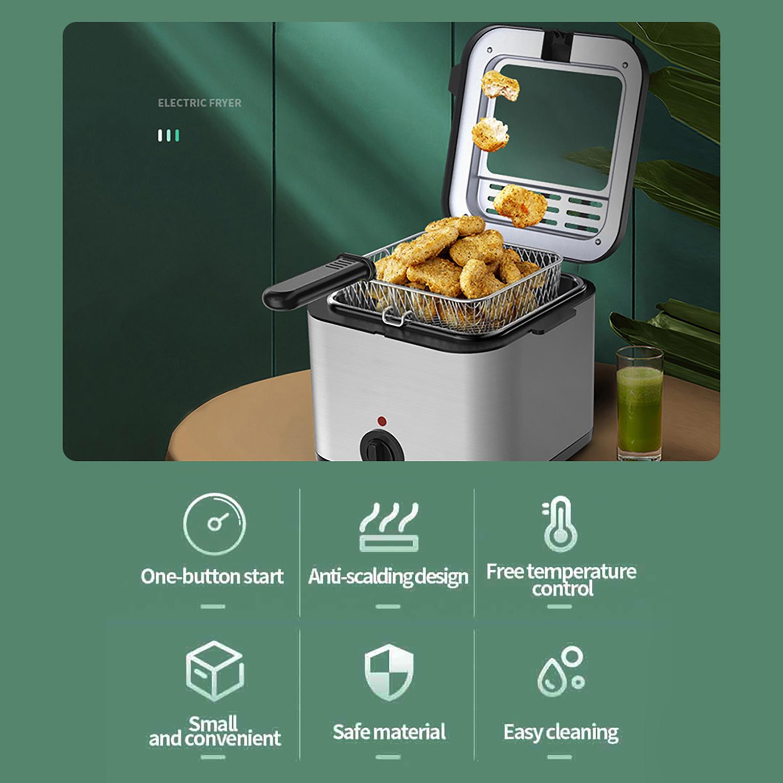 Acier Inoxydable   Friteuse avec Panier 2,5 Litres HuileCelsius1000 WattsCelsiusContrôle de TempératureCelsiusAntiadhésifCelsiusPièces Lavables au Lave-Vaisselle Acier Inoxydable